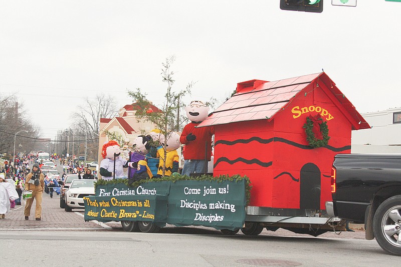 First Christian Church takes home the Grand Marshall's Prize for its Charlie Brown float during last year's Fulton Jaycees Christmas Parade. This year, the Jaycees parade will begin at 1 p.m. Saturday, Dec. 3, at the Fulton State Hospital and take its usual route through the downtown area.