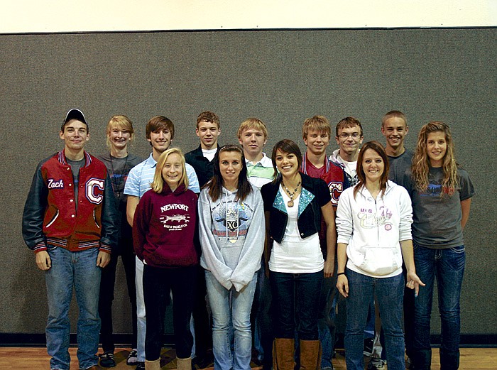 Members of the California High School Cross Country team gathered for a final team picture at the cross country banquet Thursday at First Baptist Church, California. Front row, from left, are  Lizzy Kirby, Leah Korenberg, Regan Downing, Sarah Couchman and Elle Miller; back row, Zach Merrill, Ashlee Davis, Nathan Thibon, Kolten Barbour, Shane Ross, Dakota Harris, Devon Huff and Justin Mitchell.