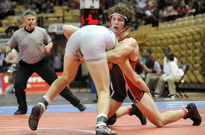 Jefferson City senior Jared Johnson wrestles during the state tournament last February at Mizzou Arena in Columbia. Johnson is expected to be one of the leaders for the Jays this season.