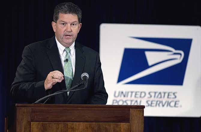 In this Sept. 15, 2011, file photo Postmaster General Patrick Donahoe speaks at a news conference on changes to the Postal Service that could potentially save as much as $3 billion in Washington.