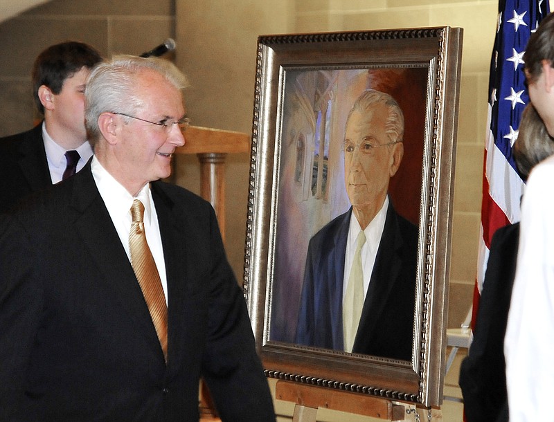 2011 FILE: Former Gov. Bob Holden views his newly unveiled portrait in the Capitol Rotunda. 