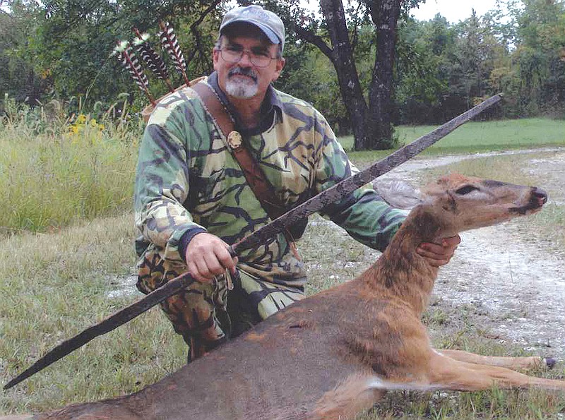 Brian Cheney harvests a doe at the beginning of deer season this year with archery equipment he made by hand.