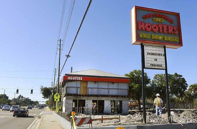 In this Dec. 8, 2011 photo, the original Hooters resturant in Clearwater, Fla. has undergone a major remodeling project that will increase the size of the restaurant and add a Hooters museum. The original opened in 1983. Today, there are more than 487 restaurants around the world. 