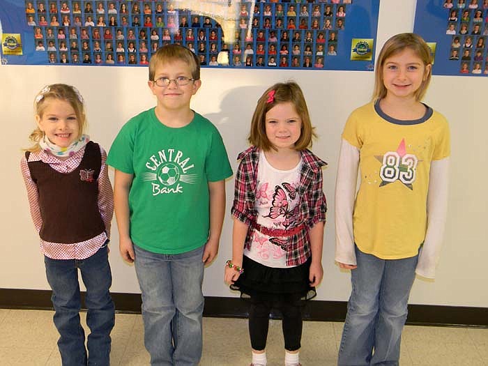 California Elementary School Students of the Week for Dec. 16, from left, are first graders Anneke Stepp, DJ Schneider, Alayna Butts and Caydence Cooper.