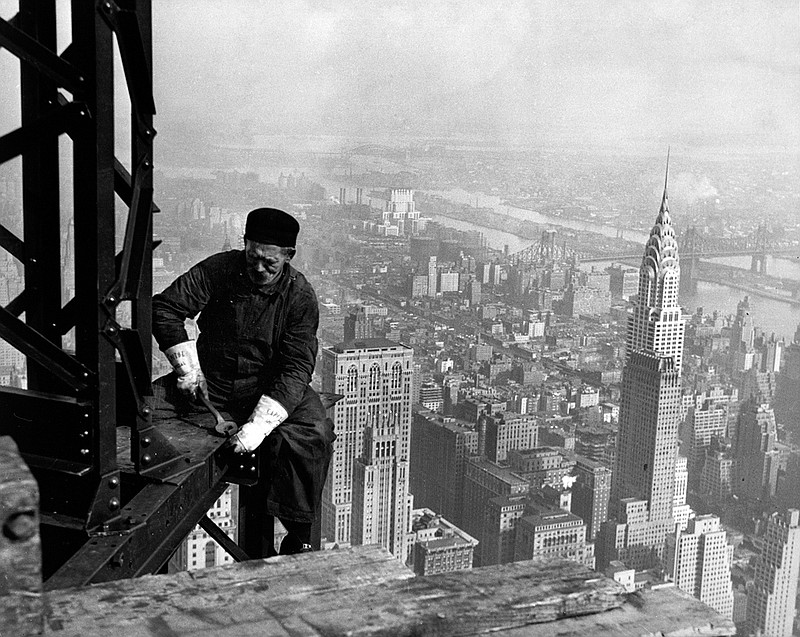 This old photograph of a workman on a skyscraper in New York City is one example of the pictures that will be included in The Way We Worked exhibit coming to the National Churchill Museum.