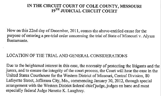 See the links below to access the full copy of this Cole County Circuit Court document in the case of Alyssa Bustamante.