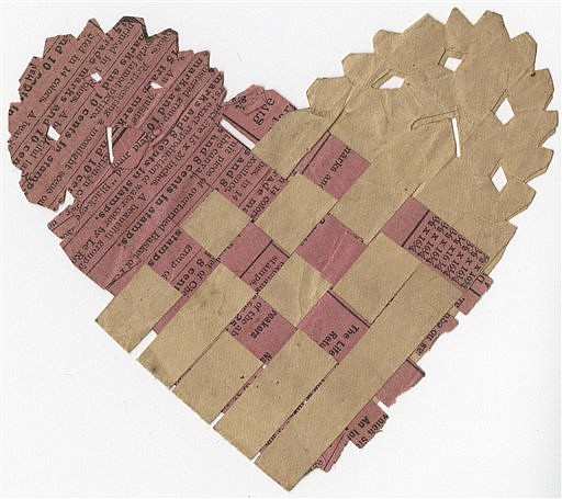 This photograph provided by the Library of Virginia shows a makeshift valentine, which is among the 25,000 mementoes the Library of Virginia has scanned as archivists travel the state seeking documents, letters and diaries dating to the Civil War. This valentine, stitched together in a basket weave, was from Robert H. King to his wife Louiza A. Williams King. Robert King was killed in the war in 1862. Virginia is among a number of states attempting to collect Civil War documents that are in the possession of families, tucked away in trunks and attics. 