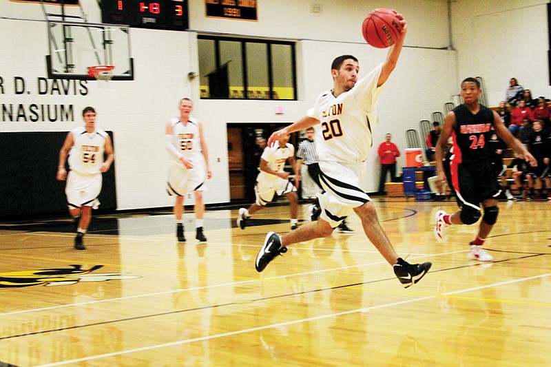 Fulton junior guard Randall Cole comes up with a steal during the Hornets' 72-48 NCMC loss to Hannibal on Tuesday night at Roger D. Davis Gymnasium.