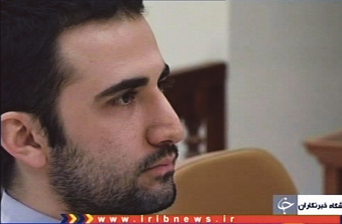 U.S. citizen Amir Mirzaei Hekmati, accused by Iran of spying for the CIA, is seen on a video from Tehran's revolutionary court.