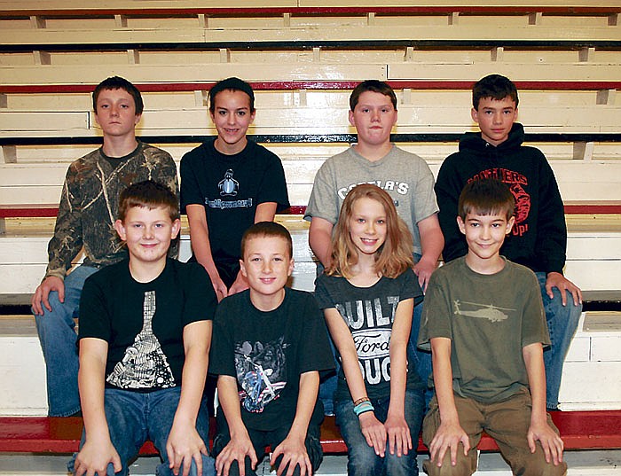 The Prairie Home School Geography Bee was held Jan. 9, where eighth graders Ben Stock and Ben Kixmiller finished in first and second place, respectively, and sixth grader Sage Eichenburch finished third. The event determined the PHS winners and the eight PHS students who will participate in the CCAA Geography Bee March 20 at Higbee. Advancing are, front row, from left, fifth graders Sean White and Austin Alpers, and sixth graders Nina Cherry and Eichenburch; back row, seventh graders Ross Kendrick and Rachel Distler, and Stock and Kixmiller.