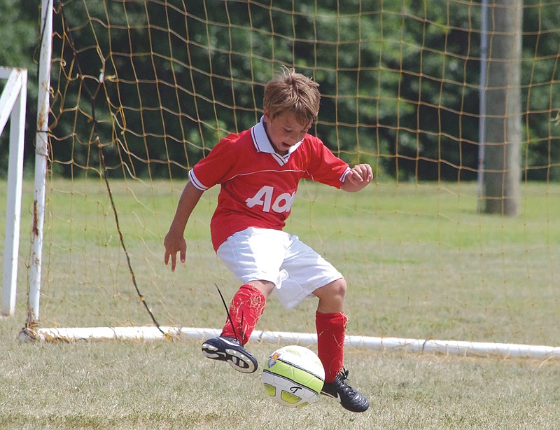 Zack Fortman participates in Challenger Sports Soccer Camp put on by Fulton Parks and Recreation and Challenger Sports.