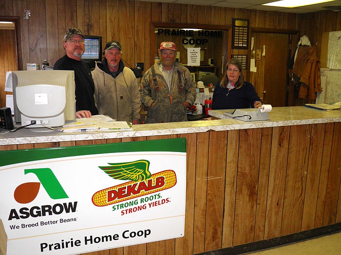 Prairie Home Co-Op Employees, from left, are Jim Woods, Mike Dick, Dennis Bieri and Nancy Gipson. Todd Melling was not present.