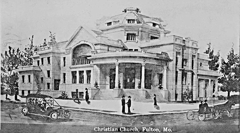 The First Christian Church as it appeared in a drawing made in 1912 when it was dedicated. 