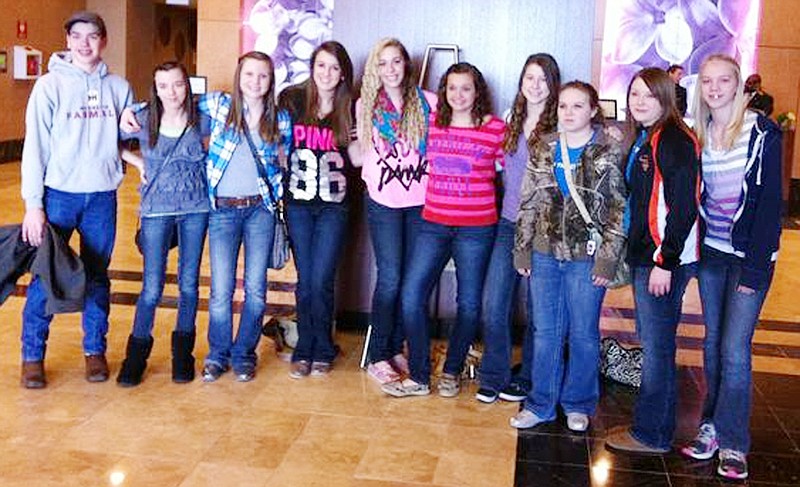 New Bloomfield Junior High students who attended the recent three-day Leadership Experience and Development (LEAD) conference in Chicago. From left, they are Paul Becker, Rebecca Bade, Jessica Daro, Nicole Dawson, Zoe Welschmeyher, Paige Ragar, Taylor Howard, Stephanie Davis, Alyssa Bradley and Mackenzie Beck.