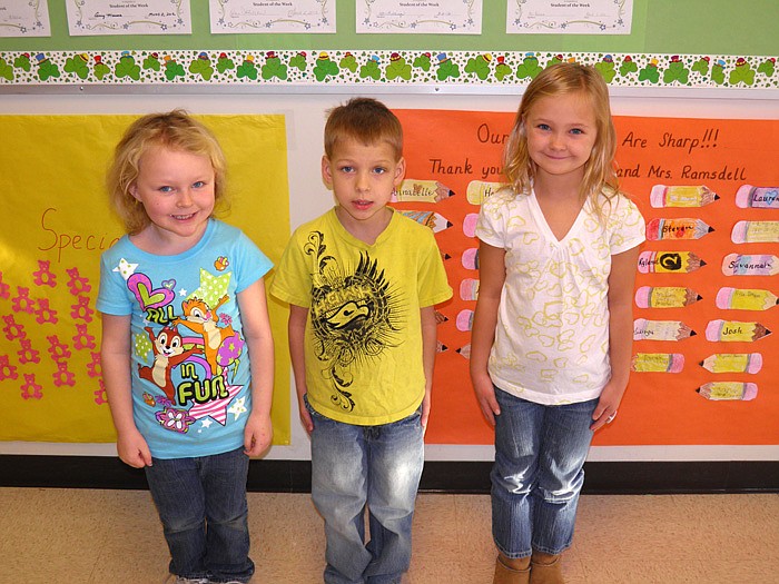 California Elementary School Students of the Week for March 9, from left, are kindergartners Emilee Purl, Nathaniel DeCosta and Haley Duncan.