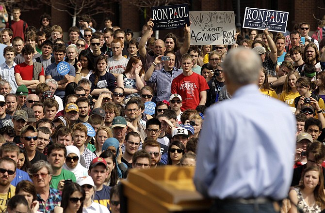 Rep. Ron Paul, R-Texas, speaks Thursday at the University of Missouri in Columbia.