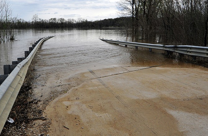 High water from the Moreau River has closed Loesch Road, along with many other county roads.