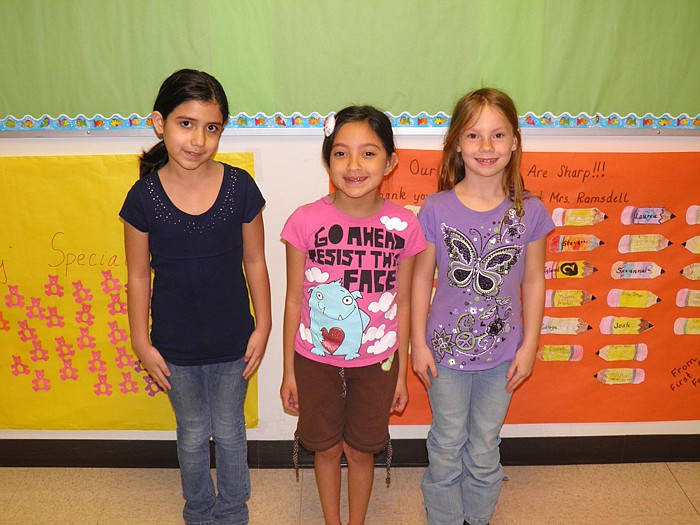 California Elementary School Students of the Week for March 23, from left, are second graders Natalie Peters, Marina Moran and Jessica Schollmeyer.