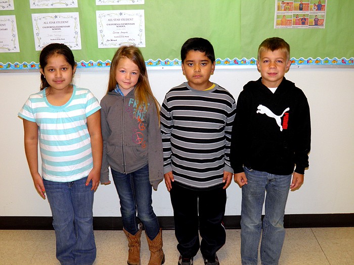 California Elementary School Students of the Week for April 13, from left, are second graders Joanna Olmedo, Elly Clause, Jose Aguado and Gage Carson.