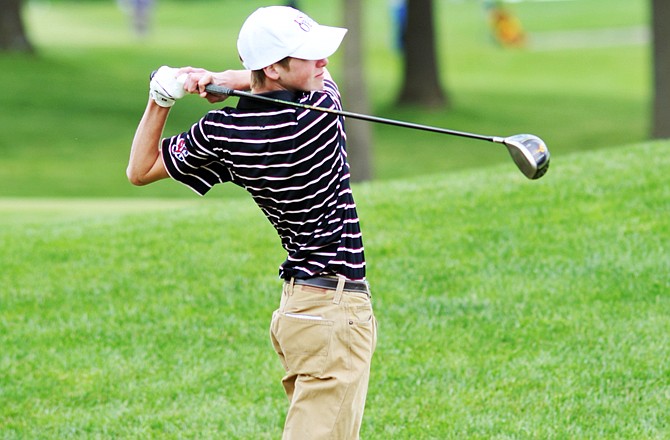 Jefferson City's David Anderson tees off during Monday's Capital City Invitational at the Jefferson City Country Club.