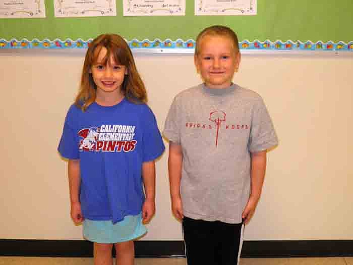 California Elementary School Students of the Week for April 27, from left, are first graders Madelyn Arriola and Dalton Woods.