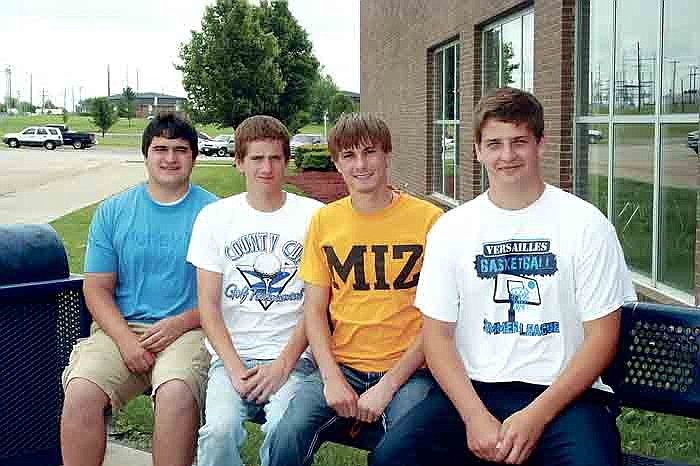 The California Pinto golf team participated in the Class 2 District 4 Golf Tournament at Eugene April 25, where four of the five members qualified to advance to Class 2 Sectionals Thursday at Eagle Knoll Golf Course, Ashland. From left are Brent Tuttle (who finished in the top 15 individually to receive All-District honors), Eric Birdsong, Adam Burger and Alec Ramsdell.