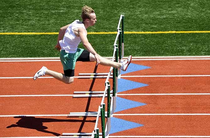 Hurdler Ben Cooper will be one of the featured performers for the Blair Oaks Falcons in today's district meet.