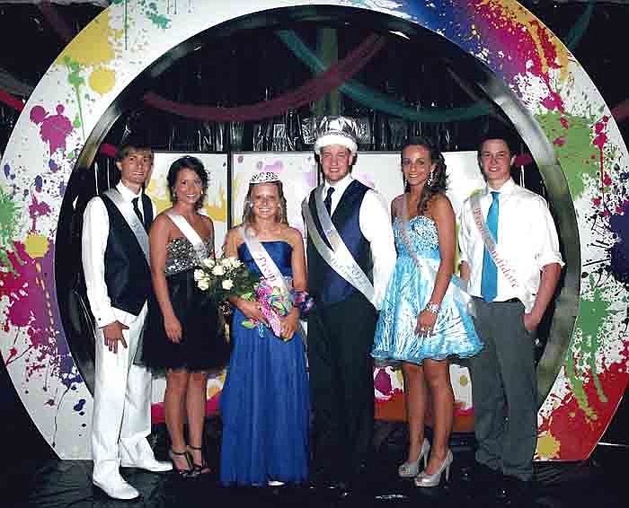 Kaitlyn Allison and Wyatt Martensen were crowned the queen and king at the 2012 California High School Prom Saturday at the Knights of Columbus Hall, St. Martins. Members of the prom court, from left, are Adam Burger, Tanner Roberts, Allison and Martensen, Dakota Phillips and Ryan Vernon. 