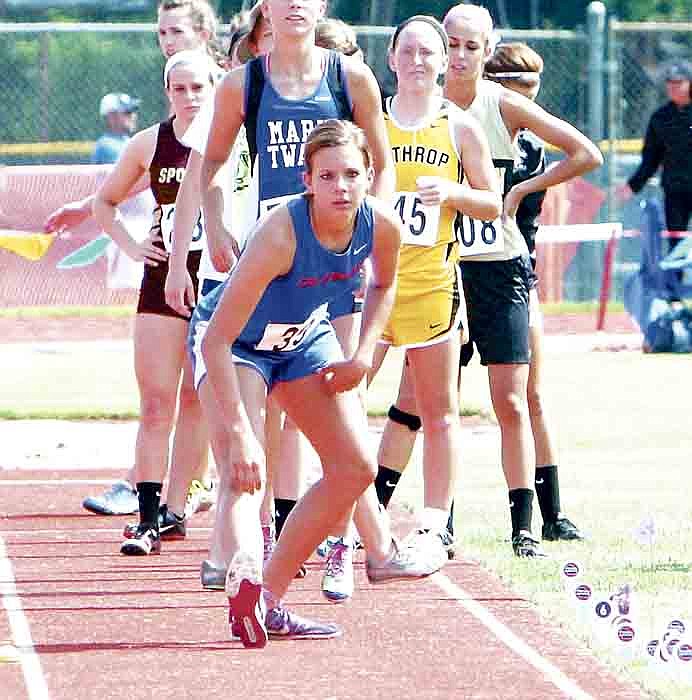 California's Sydney Deeken gets set to take off in the Triple Jump event at the 2012 State Track Championships Friday at Dwight T. Reed Stadium, Jefferson City. 