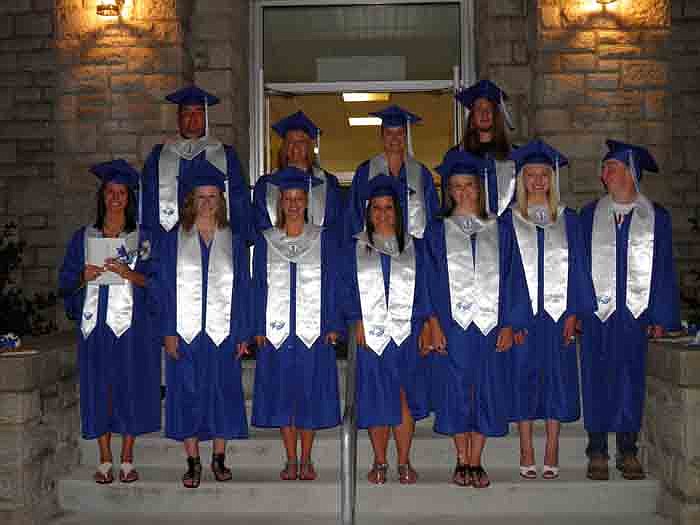The 2012 Jamestown graduating class pose in front of the school.