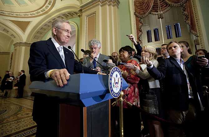 In this photo taken May 22, 2012, Senate Majority Leader Harry Reid, D-Nev., speaks to reporters at the Capitol following a political strategy meeting in Washington. Historically voters have valued experience, and half of the Senate's members first served in the House, including seven of the 16 who were elected in 2010. But over the last three election cycles voters have been looking more and more for candidates viewed as fresh faces.