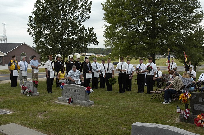 The 2012 Memorial Day Service takes place at the grave of the Rev. Billy Potter with VFW Post 4345 and Auxiliary, American Legion 531, Prince of Peace Commandry 29 of Knights Templar, Masonic Lodge 183, guests and members of the Potter family.