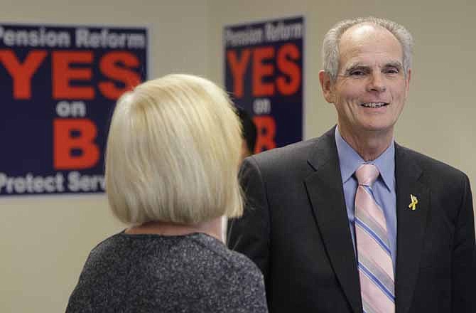 San Jose Mayor Chuck Reed smiles during a campaign party in San Jose, Calif., Tuesday, June 5, 2012. As state and local governments across the country struggle with ballooning pension obligations, voters in two major California cities on Tuesday approved sweeping measures to curb retirement benefits for government workers. Reed, a Democrat, joined an 8-3 City Council majority to put San Jose Measure B on pension reform on the ballot. 