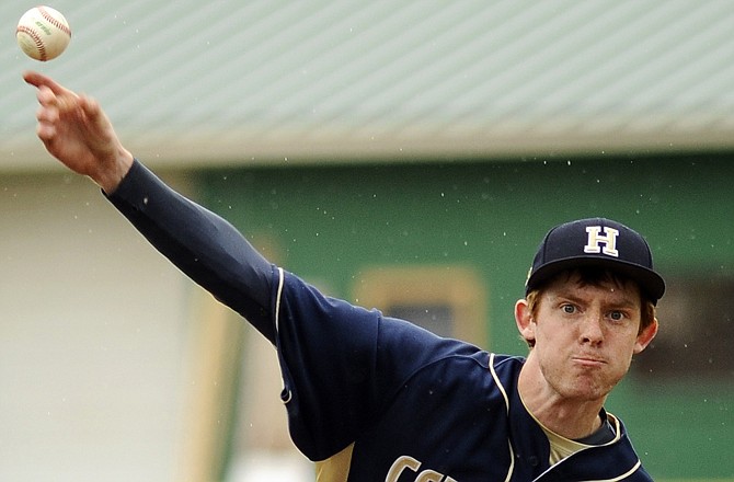 Helias' Blake Monson, shown pitching during a game at Vivion Field this spring, has been named an all-state selection by the Missouri High School Baseball Coaches Association.