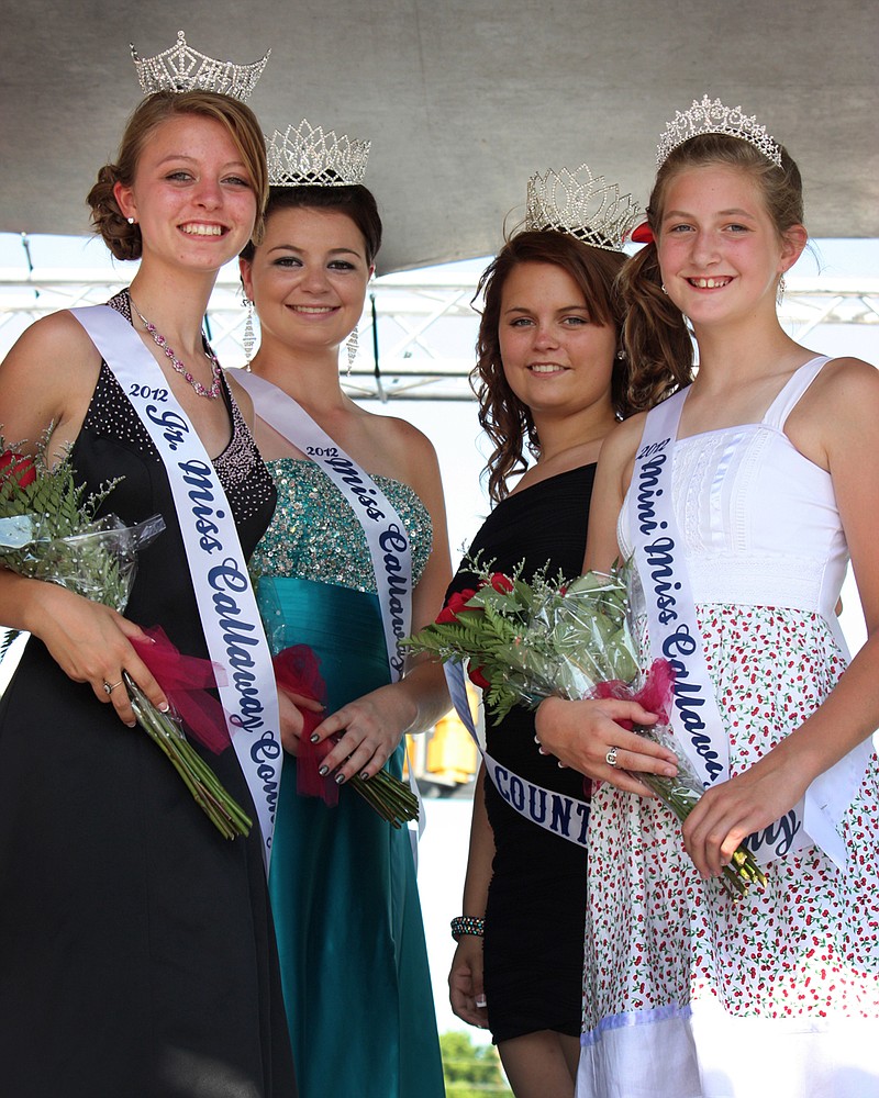 Miss Callaway pageant winners pose with the reigning queen. From left to right: Junior Miss Callaway 2012 Emily Montgomery, Miss Callaway 2012 Laney Kaskus, Miss Callaway 2011 Megan Montgomery, Mini Miss Callaway 2012 Allison Sims.