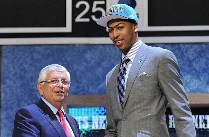 NBA commissioner David Stern poses with No. 1 overall draft pick Anthony Davis on Thursday in Newark, N.J.