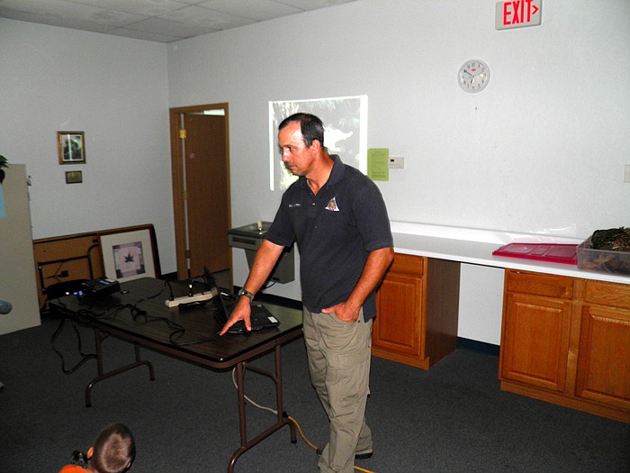 Frank Drummond, Missouri Department of Conservation, gave a presentation on nocturnal animals during the Wood Place Public Library's kindergarten through fourth grade Summer Reading Program Activity held Thursday, June 28. Nocturnal animals was the theme for the week.