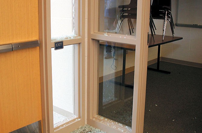 California High School was the scene of a break-in during the early morning hours Thursday. Entry was gained into the school library by breaking the window beside the door.