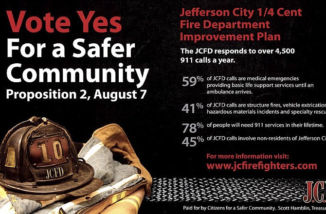 Proponents of a proposed sales tax on the Aug. 7 ballot outline improvements planned for Jefferson City Fire Department in campaign literature. Click on the icons in the accompanying article to view the documents.