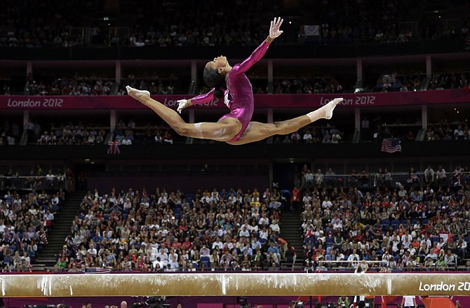 U.S. gymnast Gabrielle Douglas performs on the balance beam during the gymnastics women's individual all-around competition Thursday in London.