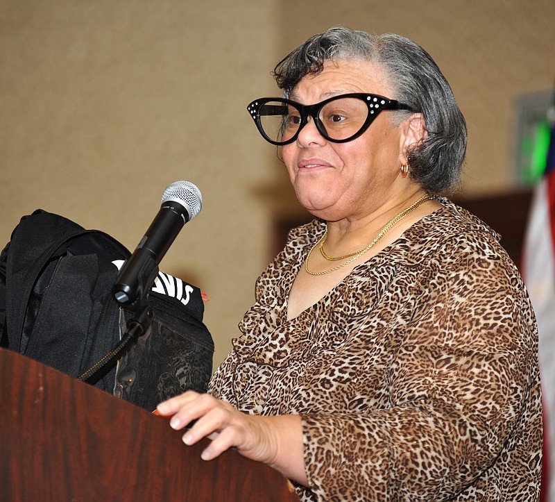 Saundra Allen brought with her a few props to feed the imagination of the new teachers she was addressing at Tuesday's New Teacher Appreciation Banquet to welcome them to the district at the Capitol Plaza Hotel. New teachers from Jefferson City Public Schools, as well as area public and parochial schools, were introduced and given new teacher packets. 
