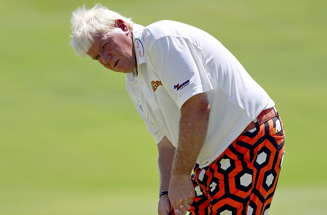 John Daly watches his putt Thursday during the first round for the PGA Championship in Kiawah Island, S.C.