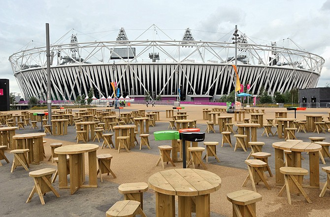 Tables and chairs stand empty Monday in Olympic Park in London following the end of the London 2012 Olympic Games. The Games ended Sunday with a lavish closing ceremony and the handing over of the Olympic Flag to Rio De Janeiro, the host city for the 2016 games.