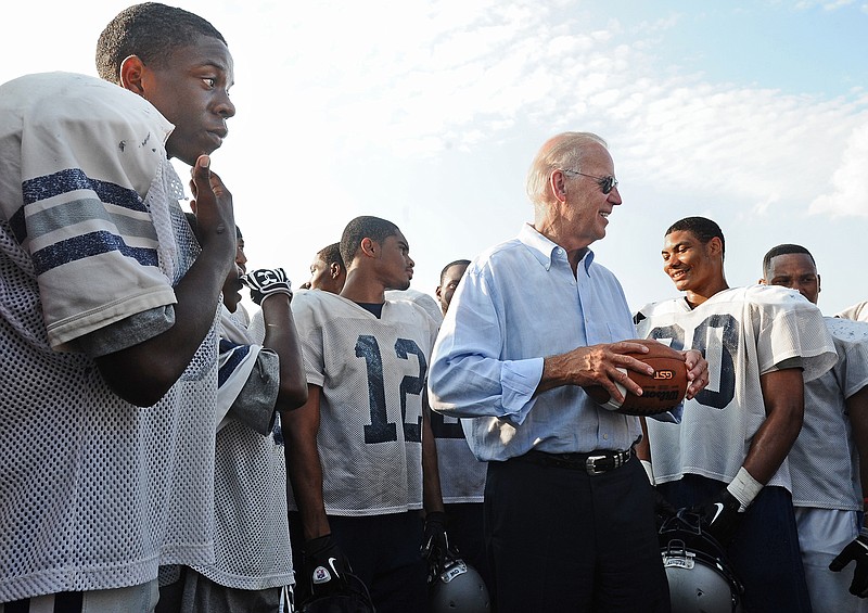 Vice President Joe Biden pays the George Washington High School football team a surprise visit Monday in Danville, Va. Danville is one of Biden's stops while campaigning in Southside Virginia and will be speaking at The Institute for Advanced Learning and Research on Tuesday.