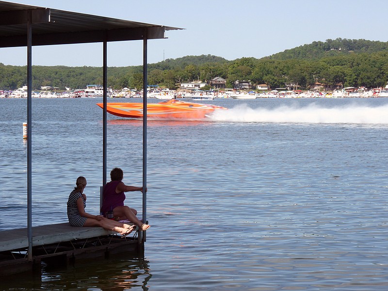 Visitors and residents of Windsor Bay Condominiums enjoyed having a race-side seat from the complex's docks during the 2011 Lake of the Ozarks Shootout speed trials in the open and professional class divisions. 