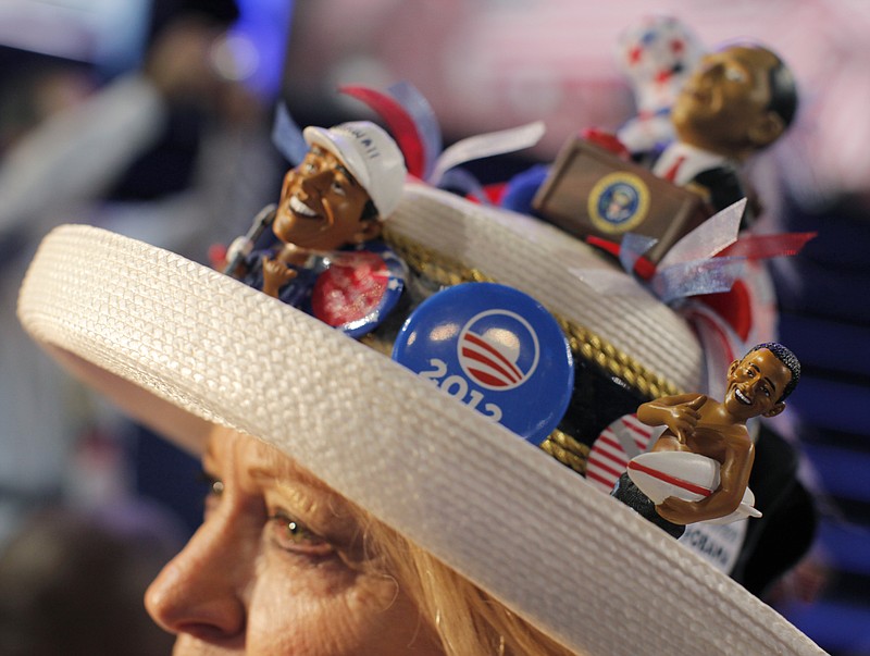 Mississippi delegate Joy Williams from Jackson fashions her hat Tuesday at the Democratic National Convention in Charlotte, N.C.