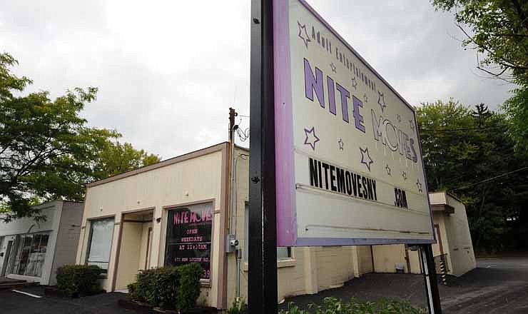 This Wednesday, Sept. 5, 2012 photo shows Nite Moves Gentlemen's club in Latham, N.Y., Wednesday Sept. 5, 2012. The New York strip club says its nude lap dances are an art form and should be exempt from state taxes. 