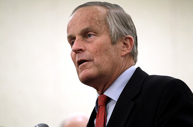 Missouri Republican Senate candidate, Rep. Todd Akin, R-Mo., speaks during a news conference at the start of a statewide bus tour in St. Louis.