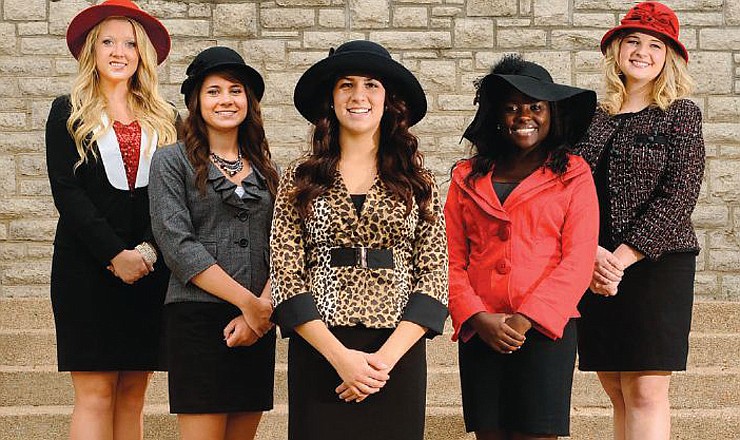 The 2012 Jefferson City Homecoming Court includes (from left): Bailey Hall, Samantha Hall, Zoe Bednar, Claudine Ruboneka and Emily Myers.