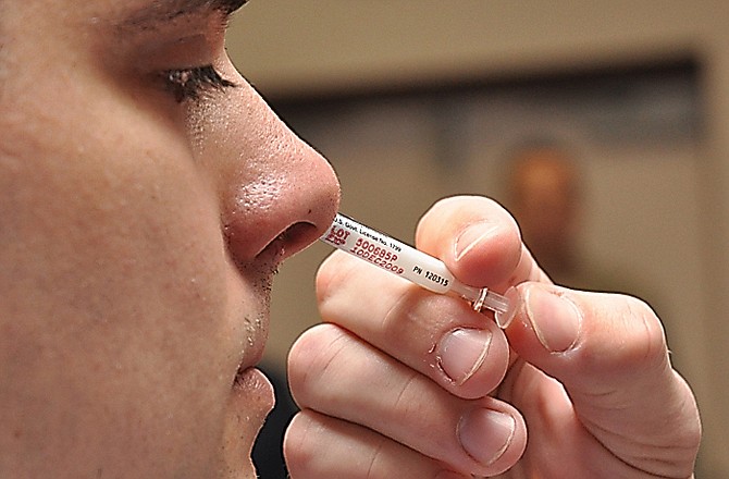 A nasal mist is one of three ways to get vaccinated against influenza.